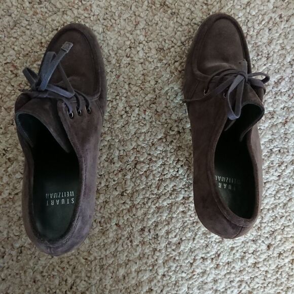 Stuart Weitzman gray lace up oxfords ankle bootie size 7M - Picture 6 of 12